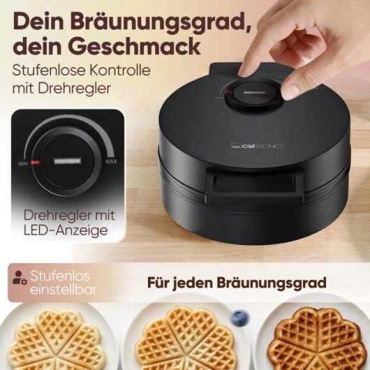 Gofrère Clatronic WA 3832, Surface Antiadhésive, 20 cm, 1200 W