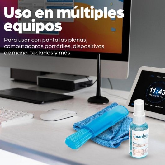 Kit de nettoyage Manhattan Mini pour écrans LCD, liquide et lingettes microfibre 60 ml