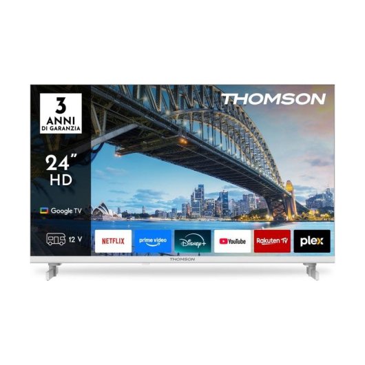 TV Thomson LED 24HG2S15CW 24" HD 60Hz Smart TV Google TV HDR Diseño sin marco Blanco