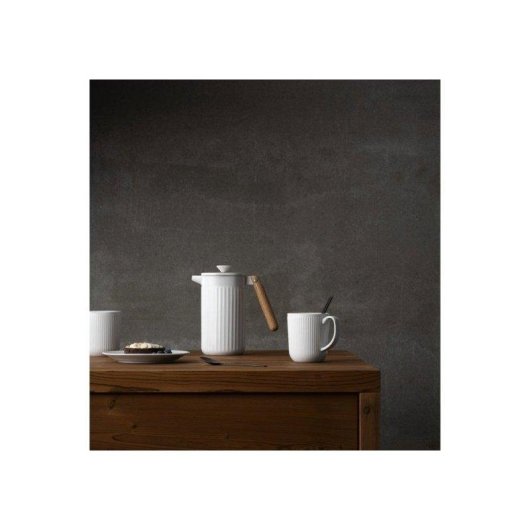 Máquina de café francesa Bodum Douro Porcelana branca 1 L com pega em madeira clara