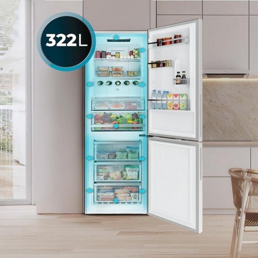 Frigorífico Combi Cecotec Bolero CoolMarket 185,5cm 322L D Blanco Cristal Total No Frost