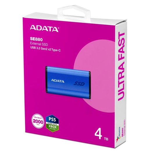 Disco Duro ADATA SE880 4TB SSD USB Typ C 3.2 Gen 2 2000MB/s Blau