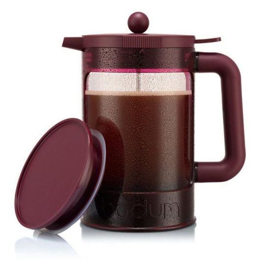 Cafetera Manual Bodum Bean Set 1,5 L Roja para Café Caliente y Cold Brew