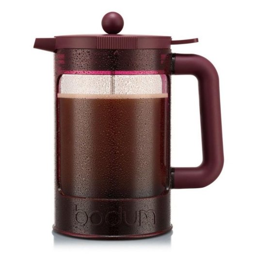 Cafetera Manual Bodum Bean Set 1,5 L Roja para Café Caliente y Cold Brew