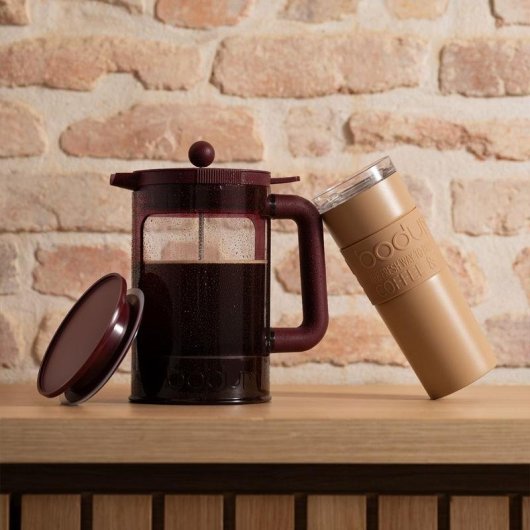 Cafetera Manual Bodum Bean Set 1,5 L Roja para Café Caliente y Cold Brew