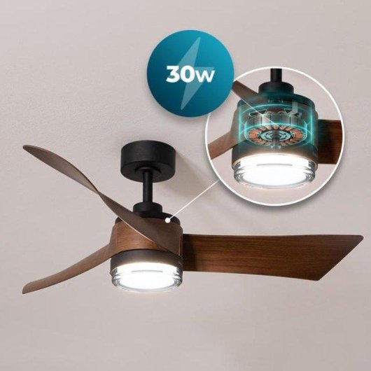 Ventilador de Techo con Luz Cecotec EnergySilence Aero 5330 Jelly Dark 30W 132cm 6 Velocidades Motor DC Mando Temporizador Invierno