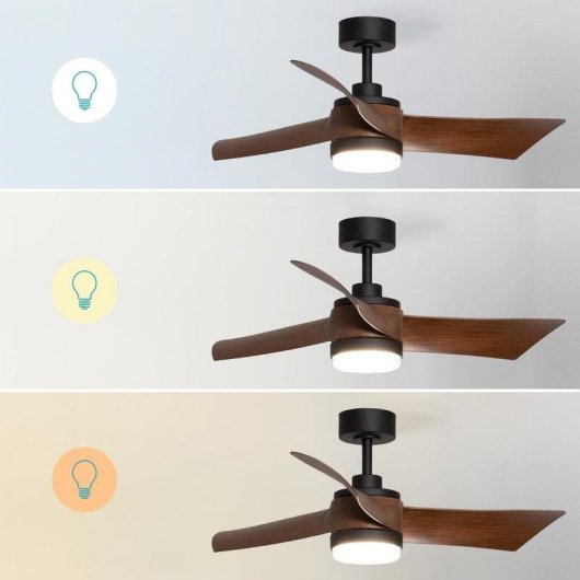 Ventilador de Techo con Luz Cecotec EnergySilence Aero 5330 Jelly Black&Wood 30W 117cm 6 Velocidades Motor DC Aspas Retráctiles Mando Temporizador