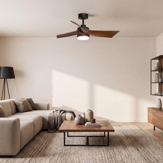 Ventilador de Techo con Luz Cecotec EnergySilence Aero 5330 Jelly Black&Wood 30W 117cm 6 Velocidades Motor DC Aspas Retráctiles Mando Temporizador