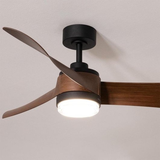Ventilador de Techo con Luz Cecotec EnergySilence Aero 5330 Jelly Black&Wood 30W 117cm 6 Velocidades Motor DC Aspas Retráctiles Mando Temporizador