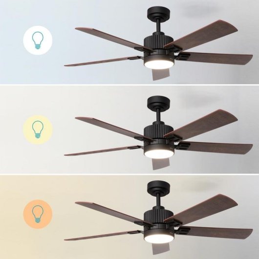 Ventoinha de Teto com Luz Cecotec EnergySilence Aero 552 Neo 30W 132cm 6 Velocidades Motor DC Comando Temporizador Função Inverno