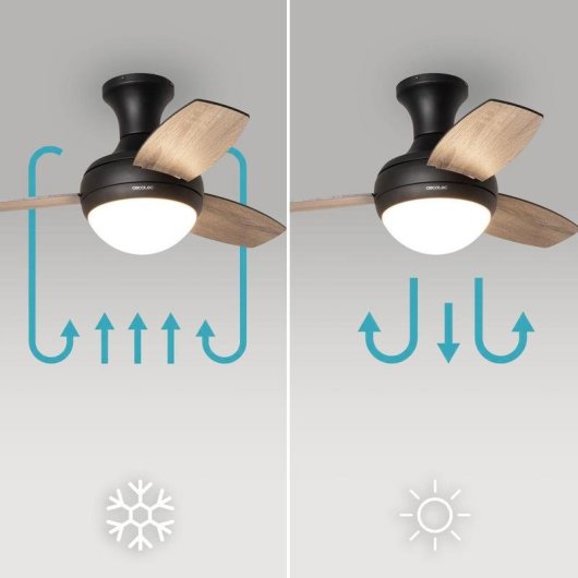 Ventilateur de Plafond avec Lumière Cecotec EnergySilence Aero 352 BlackBee 15W 91,5cm 6 Vitesses Moteur DC Télécommande Minuterie Fonction Hiver