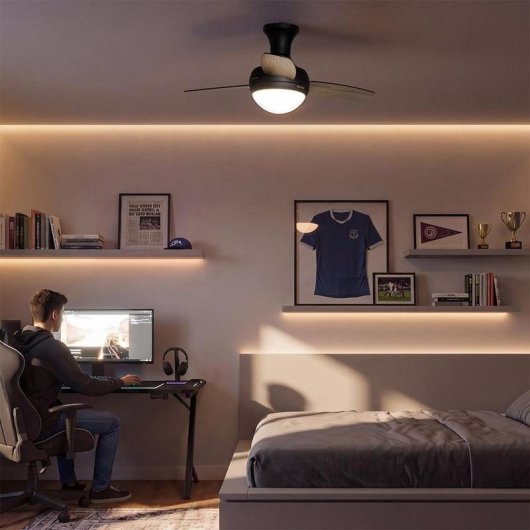 Ventilateur de Plafond avec Lumière Cecotec EnergySilence Aero 352 BlackBee 15W 91,5cm 6 Vitesses Moteur DC Télécommande Minuterie Fonction Hiver