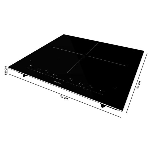 Placa de Inducción Cecotec Bolero Squad I 4700 TitanicZone ShieldGlass 7400W 4 Zonas