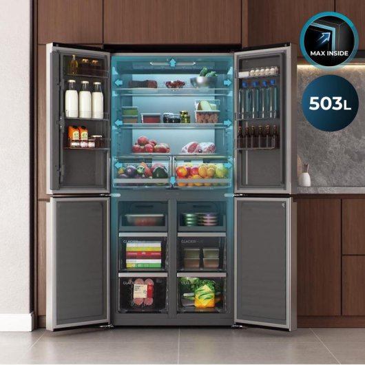 Frigorífico Americano Cecotec Bolero CoolMarket 4D 503 No Frost 177,5cm 503L D Inox