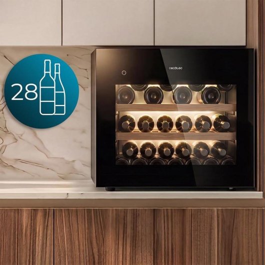 Integrierbarer Weinku hlschrank Cecotec GrandSommelier 28 Flaschen Touch Matt Black