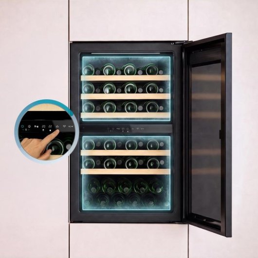 Weinkühlschrank Cecotec Bolero GrandSommelier Duo 57000 Touch 57 Flaschen Matt Schwarz