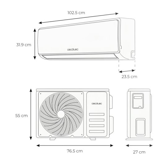 Split-Klimaanlage Cecotec AirClima 18000 Wind Connected 18.000 BTU A+++ Inverter mit Wärmepumpe WLAN Fernbedienung