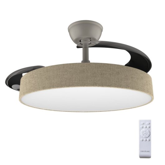 Ventilador de Techo con Luz Cecotec EnergySilence Aero 4222 Invisible Textile 30W 107cm 6 Velocidades Motor DC Aspas Retráctiles con Mando
