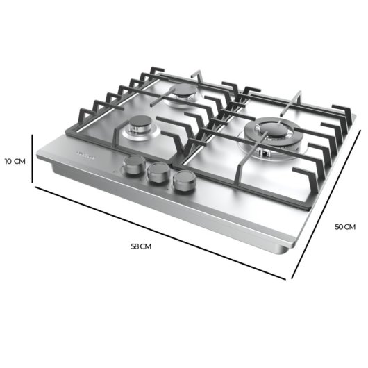 Placa de gas Cecotec Bolero Squad GN 3200F Inox 3 Fuegos