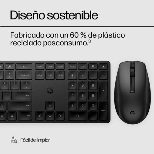 Tastiera HP 650 wireless a membrana con mouse ambidestro e batteria