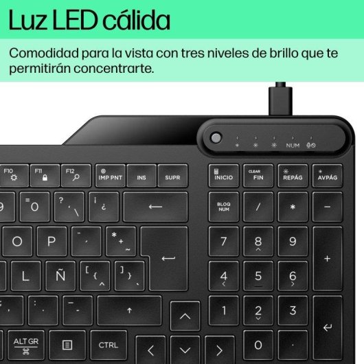 Teclado HP 400 alámbrico negro retroiluminado con 12 teclas programables