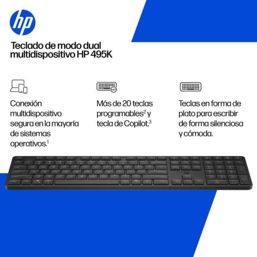 Clavier HP 495k sans fil multi-appareils profil bas noir Français