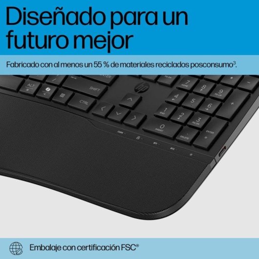 Teclado HP 685 Comfort de membrana inalámbrico completo con teclas programables y reposamuñecas
