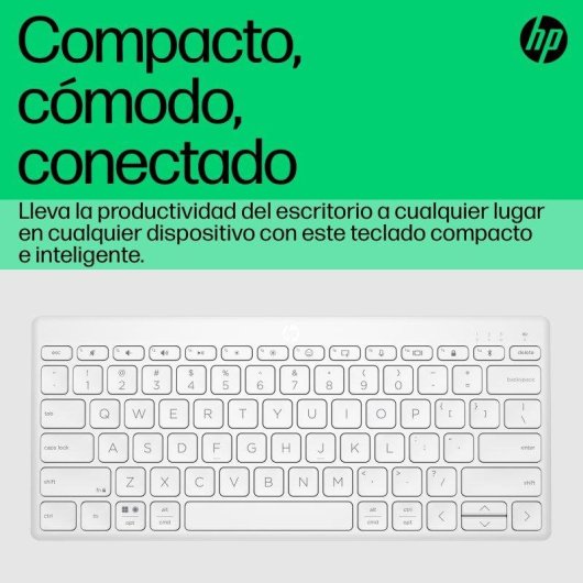 Clavier HP 350 Compact blanc sans pavé numérique Bluetooth 5.2 multi-appareils