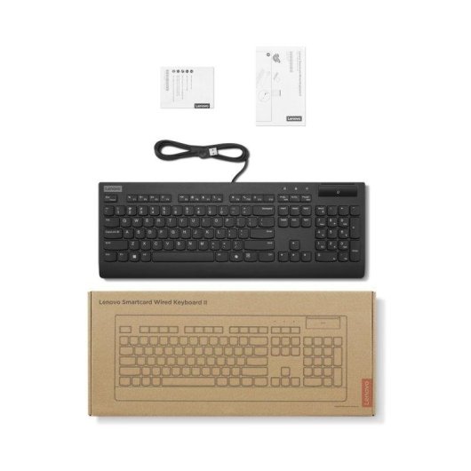 Clavier Lenovo Smartcard Wired Keyboard II AZERTY Français complet noir USB