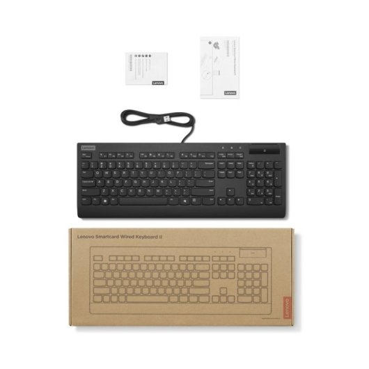 Clavier Lenovo Smartcard Wired Keyboard II AZERTY Français complet noir USB