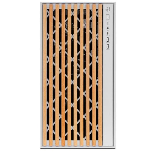 Torre PC Nox Hummer ELEMENT Semi Torre ATX Cristal Templado USB-C Blanca y Madera - Dune Edition By PcCom