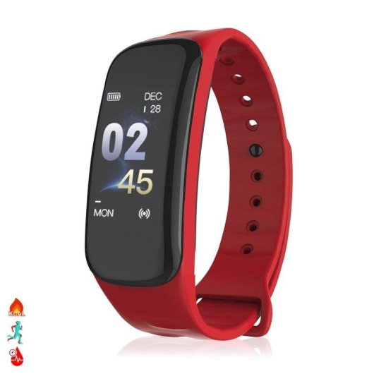 Pulsera de actividad Dam Electronics X1 Bluetooth LCD Negro Rojo 5 días Monitor cardiaco Presión