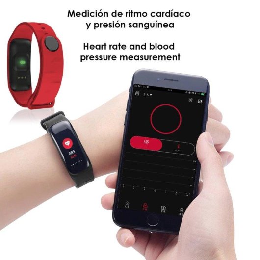 Pulsera de actividad Dam Electronics X1 Bluetooth LCD Negro Rojo 5 días Monitor cardiaco Presión