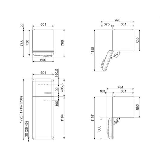 Frigorífico Dos Puertas Smeg FAB30LWH6 Defrost 172cm 294L C Blanco