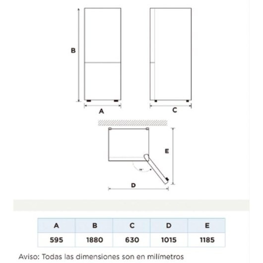 Frigorífico Combi Midea MDRB424FGD01OE Total No Frost 188cm 310L D Branco