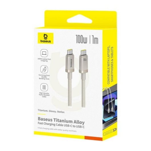 Cabo USB-C Baseus Titanium Alloy 100W 1 m Carga Rápida