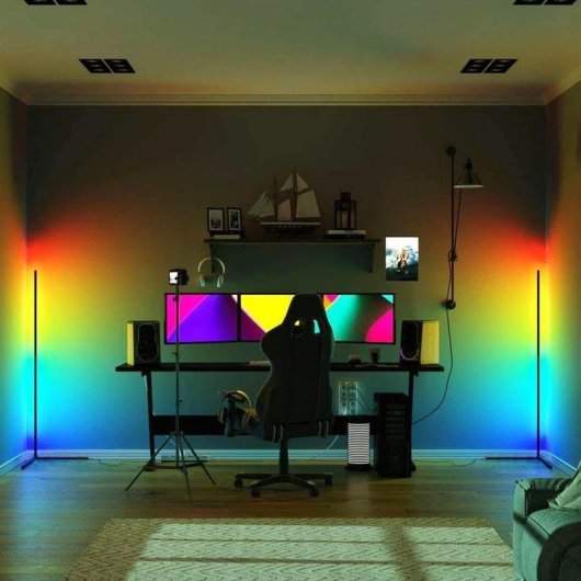 Lámpara de pie MOZOS LC-RGB-WH LED RGB Blanco 1400 mm Mando a distancia