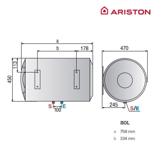 Termo eléctrico Ariston PRO1 ECO H 80 L Horizontal 1500 W