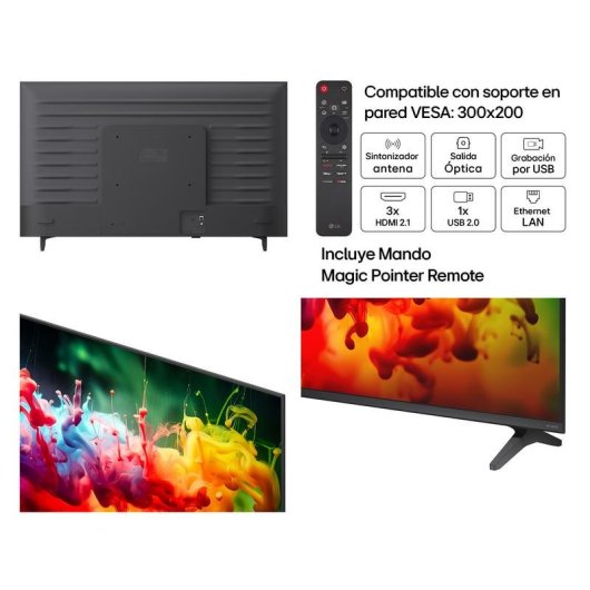 TV LG QNED 50QNED72B6B 50" 4K UltraHD 60Hz Smart TV WebOS HDR10 Mini LED IA