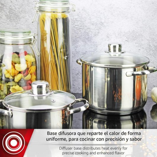 Juego de cacerolas Magefesa Dux 7 piezas acero inoxidable inducción