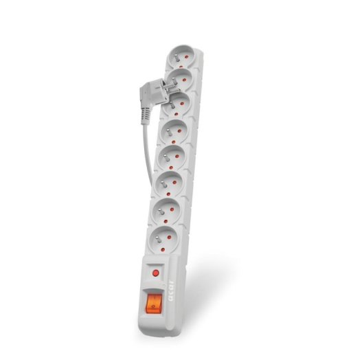 Multiprise Acar S8 8 prises avec interrupteur et protection 1,5 m gris