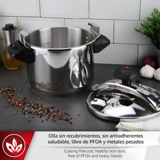 Olla a presión Magefesa Inoxtar 6 litros recta acero inoxidable plateado
