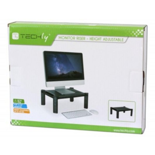 Suporte de secretária Techly para monitor 32" ajustável em altura preto