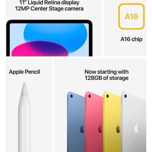 Tablette Apple iPad 11" 256 Go Jaune A16 iPadOS 18