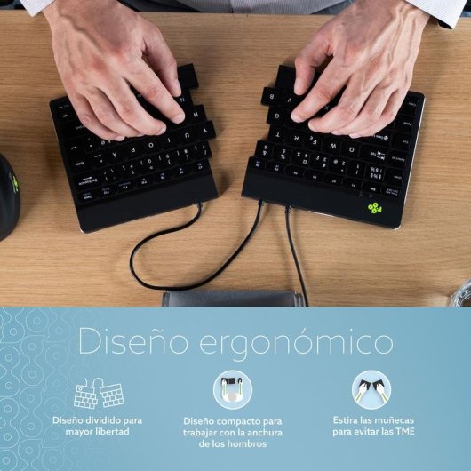 Clavier R-GO Tools Split Break magnétique ergonomique divisé AZERTY filaire noir
