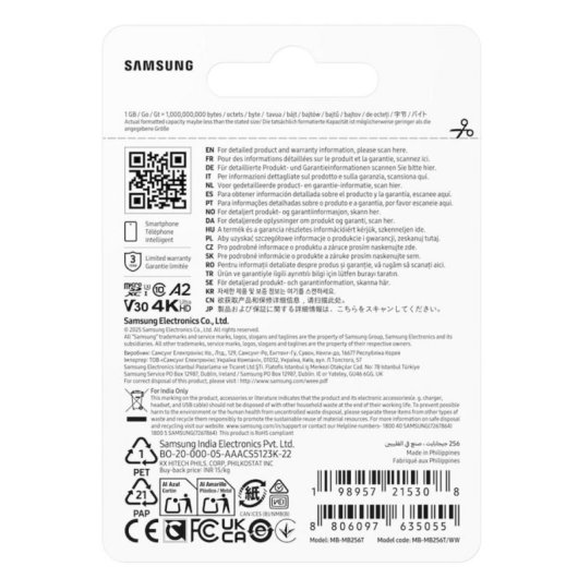 Tarjeta MicroSD Samsung T7 256 GB UHS-I 170 MB/s Class 3 V30 Azul
