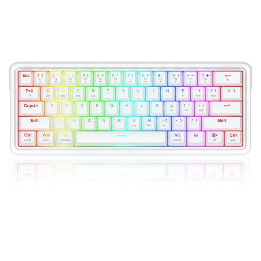 Teclado Redragon Draconic V2 mecánico compacto blanco con RGB y Hot-Swap
