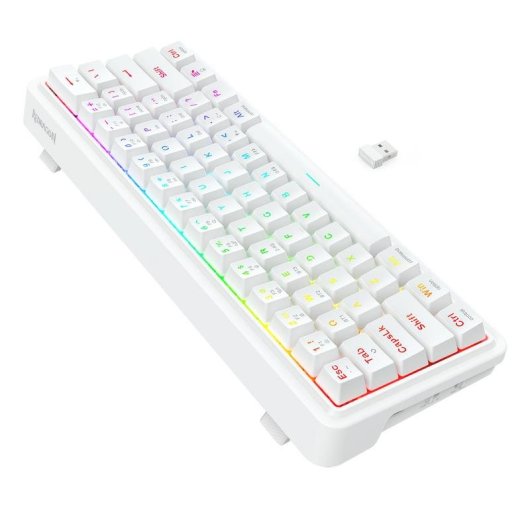 Teclado Redragon Draconic V2 mecánico compacto blanco con RGB y Hot-Swap