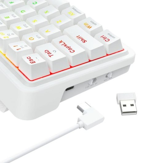 Teclado Redragon Draconic V2 mecánico compacto blanco con RGB y Hot-Swap