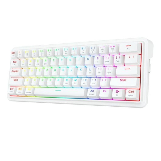 Teclado Redragon Draconic V2 mecánico compacto blanco con RGB y Hot-Swap